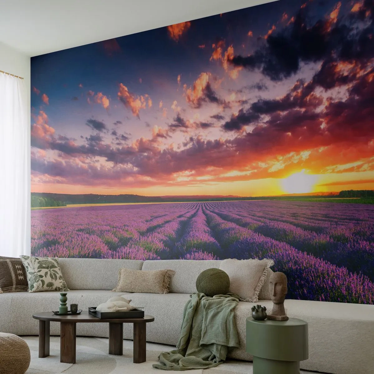Fototapet Premium Sand - Lavendelverden - Landskab, Lavendelmark, Lavendel - 100x70 cm