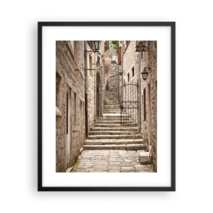 Plakat i sort ramme - Magisk gammel gade - 40x50 cm