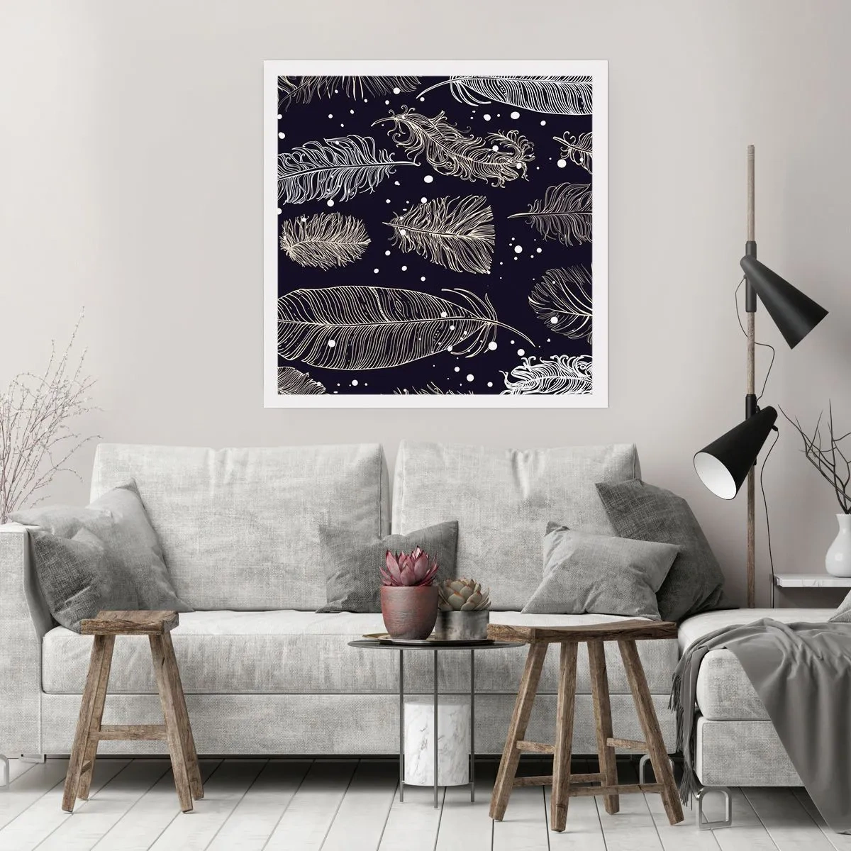 Plakat - Fjerede blonder - 40x40 cm