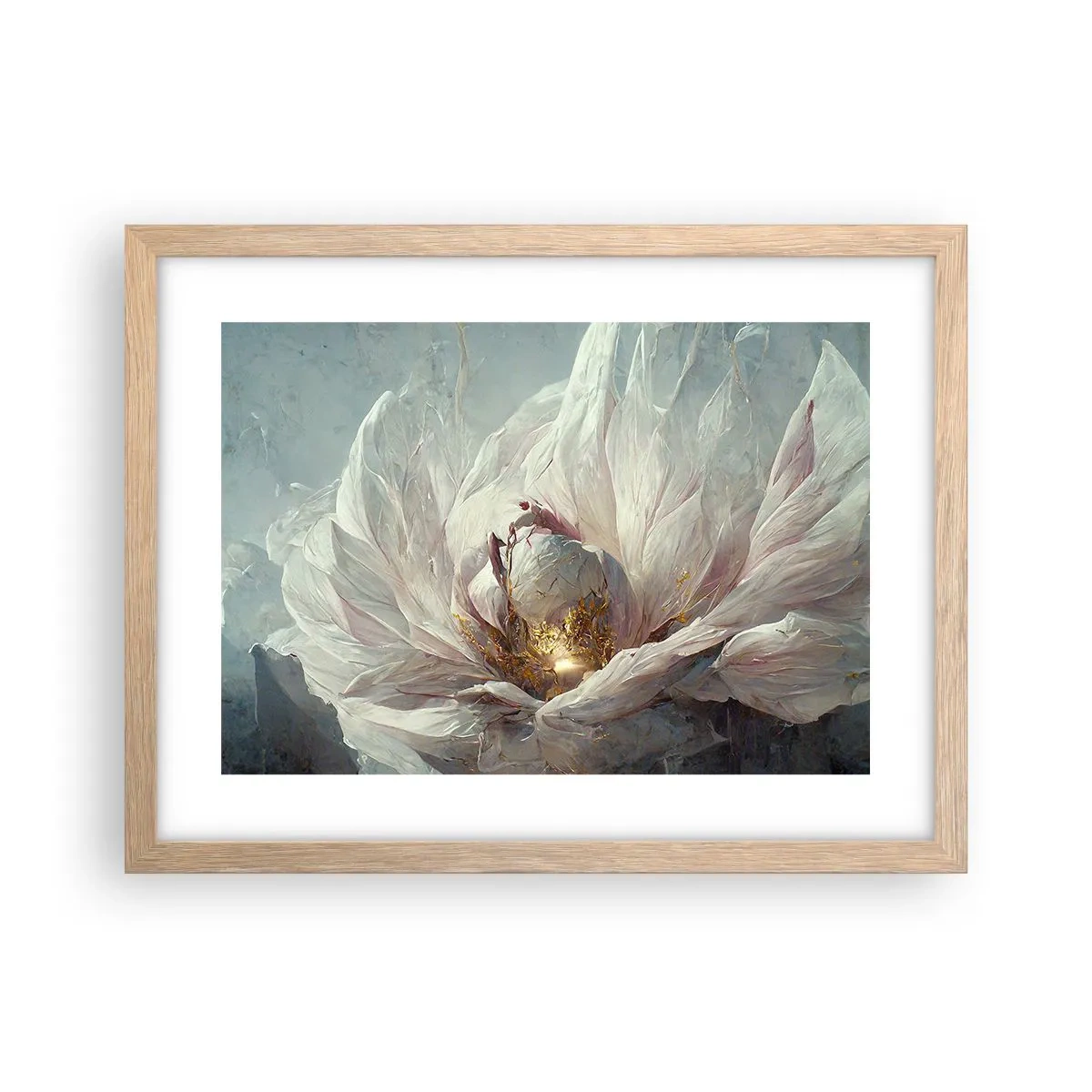 Plakat i ramme af lyst egetræ - Blomstrer en gang om hundrede år - 40x30 cm