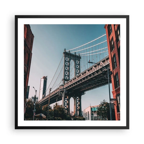 Plakat i sort ramme - Over byens bølger - 60x60 cm