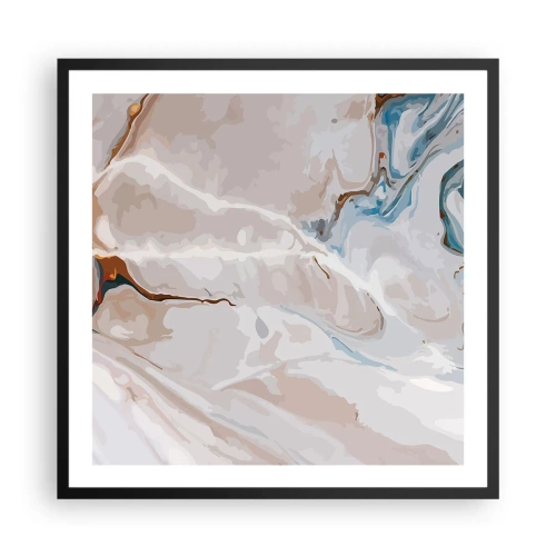 Plakat i sort ramme - Blå slynger sig under det hvide - 60x60 cm