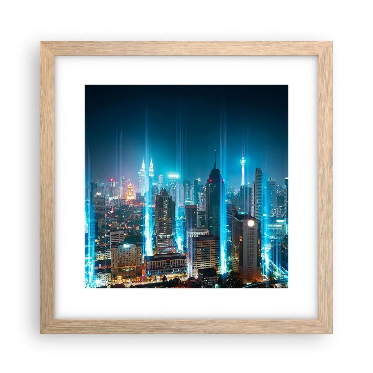 Plakat i ramme af lyst egetræ - Berlin til himlen - 30x30 cm
