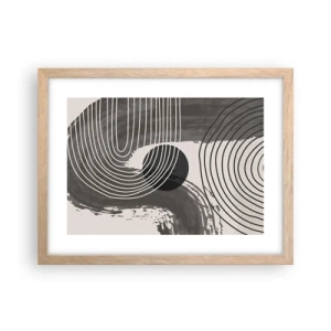 Plakat i ramme af lyst egetræ - Oval vinder - 40x30 cm