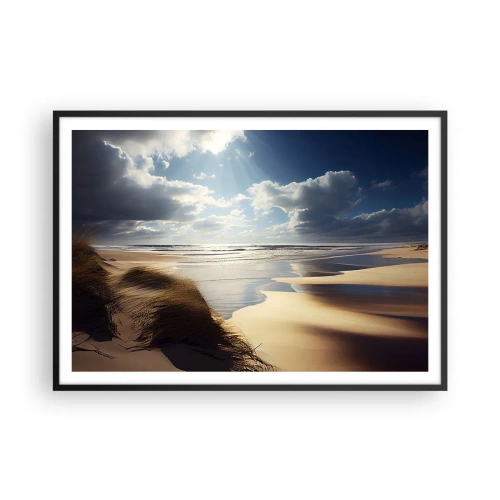 Plakat i sort ramme - Strand, vild strand - 100x70 cm