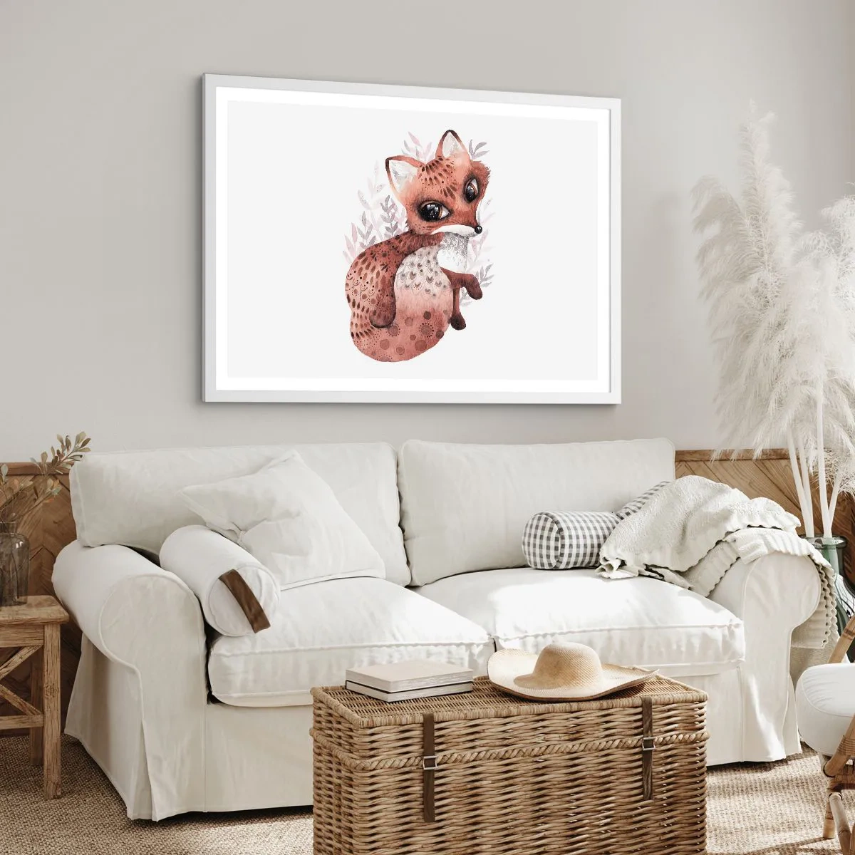 Plakat i hvid ramme - Kun kærlighed - 100x70 cm