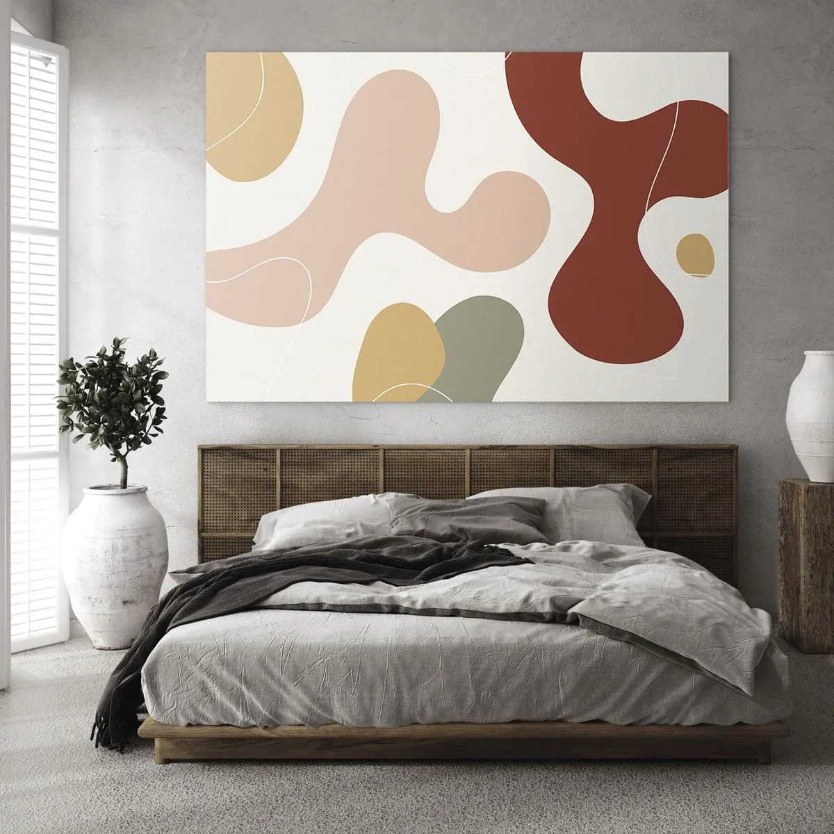 Billede på glas - Abstrakt komposition af organiske former - 70x50cm - Es eller flores? - Moderne vægdekoration til stue og soveværelse ARTTOR