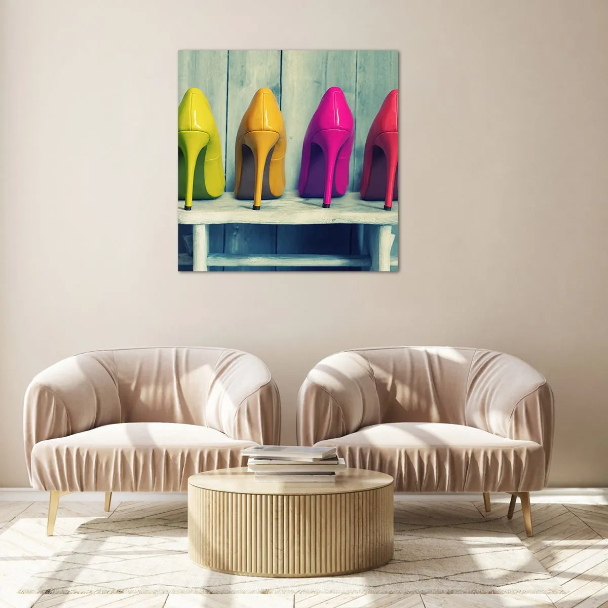 Billede på glas - Gå på en regnbue - 60x60 cm