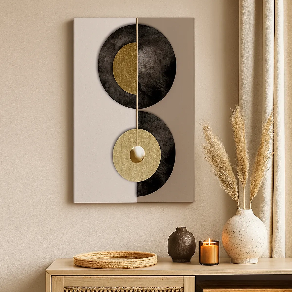 Lærredstryk - Billede på lærred - Variationer omkring en cirkel - 50x70 cm