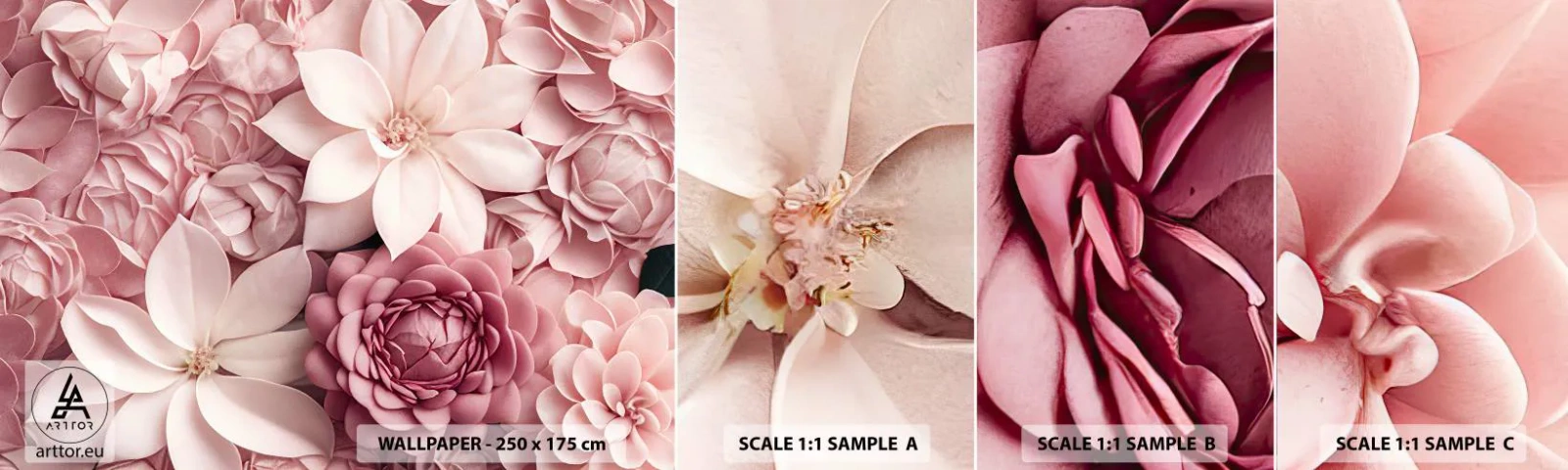 Prøve Fototapet Selvklæbende Deluxe Sticker - I lyserøde kronblade - Blomster, Pastel, Lyse - 100x30 cm