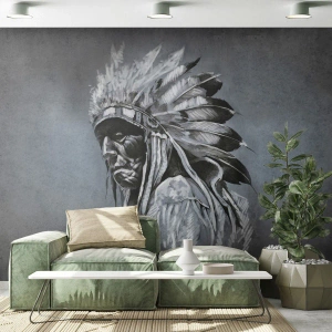 Fototapet Premium Sand - Tilbage til rødderne - indisk, Plume, Mand - 100x70 cm