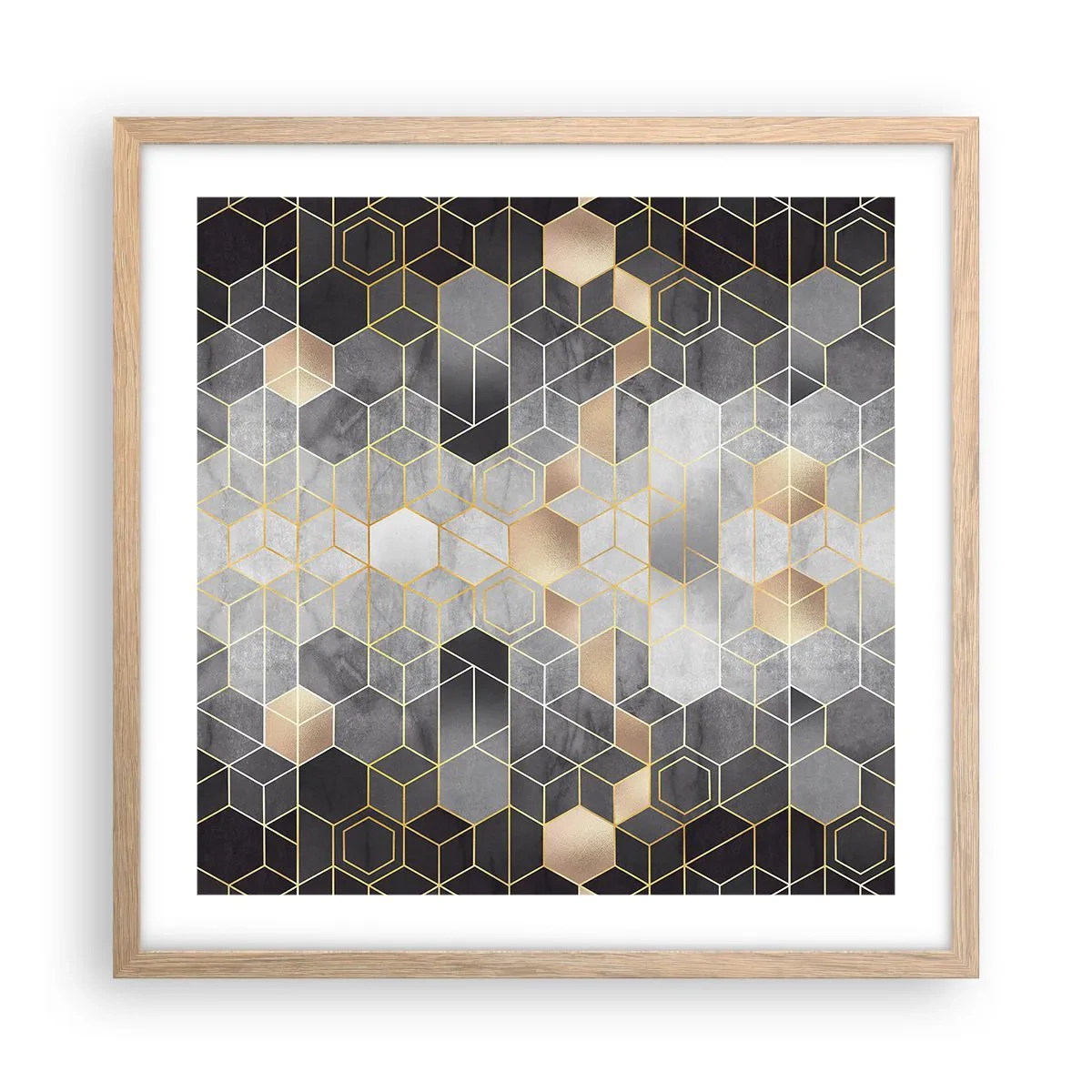 Plakat i ramme af lyst egetræ - Sammensætning af diamanter - 50x50 cm