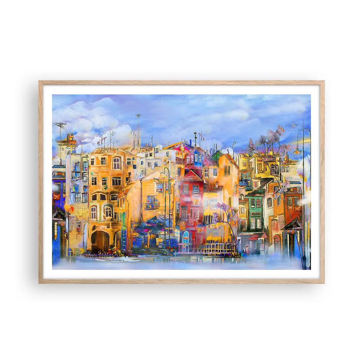 Plakat i ramme af lyst egetræ - Vi er sammen - 100x70 cm