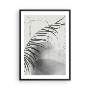 Plakat i sort ramme - En minimalistisk botanisk komposition i grå nuancer - 50x70cm - Den subtile eksotisme i naturen - Moderne vægdekoration til stue og soveværelse ARTTOR