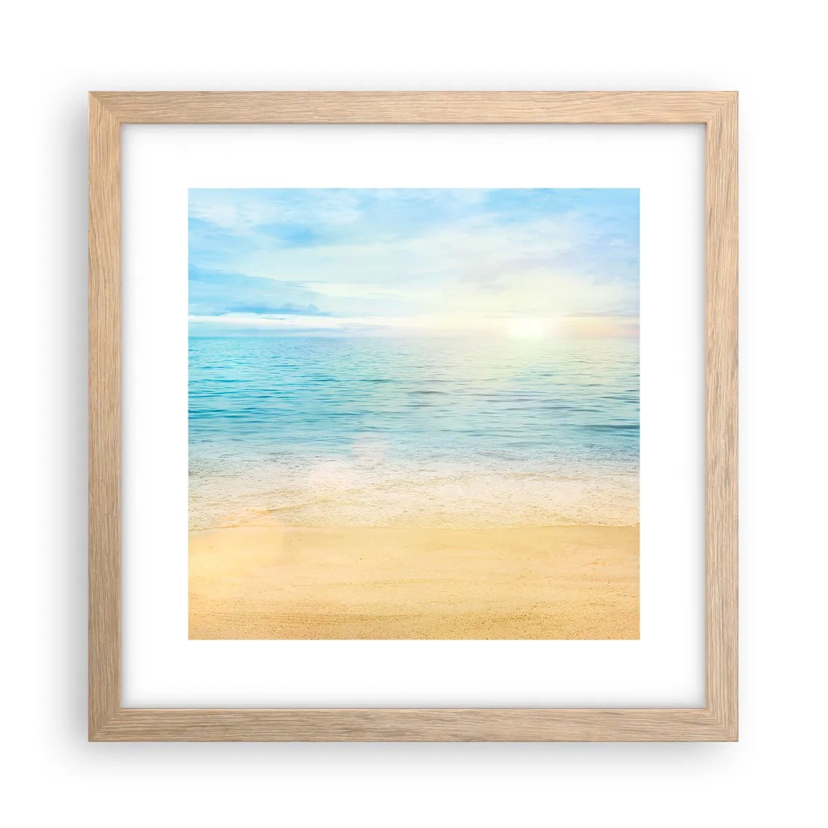 Plakat i ramme af lyst egetræ - Det store blå - 30x30 cm