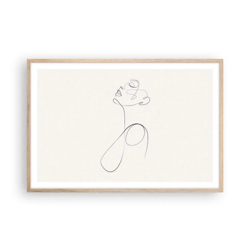 Plakat i ramme af lyst egetræ - Sløjfet i drømme - 91x61 cm