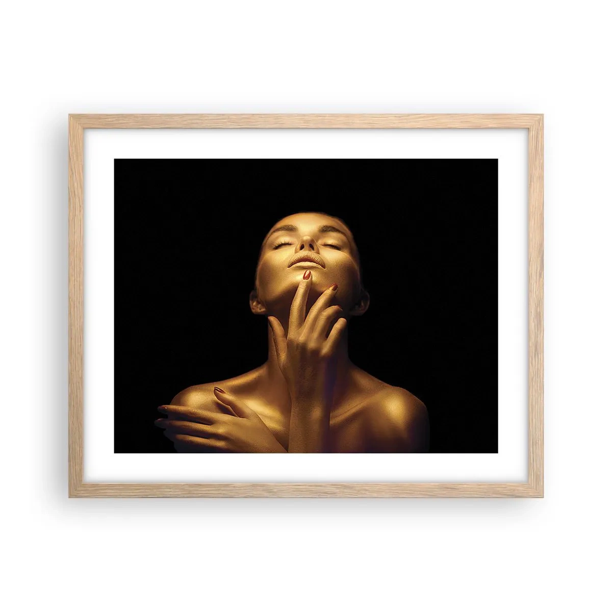 Plakat i ramme af lyst egetræ - Som gylden silke - 50x40 cm