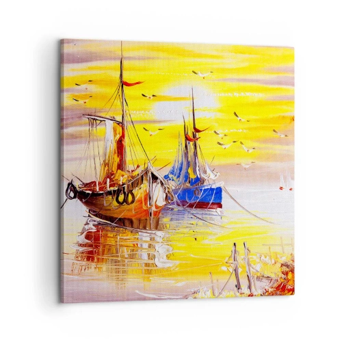 Lærredstryk - Billede på lærred - Et velfortjent hvil i havnen - 60x60 cm