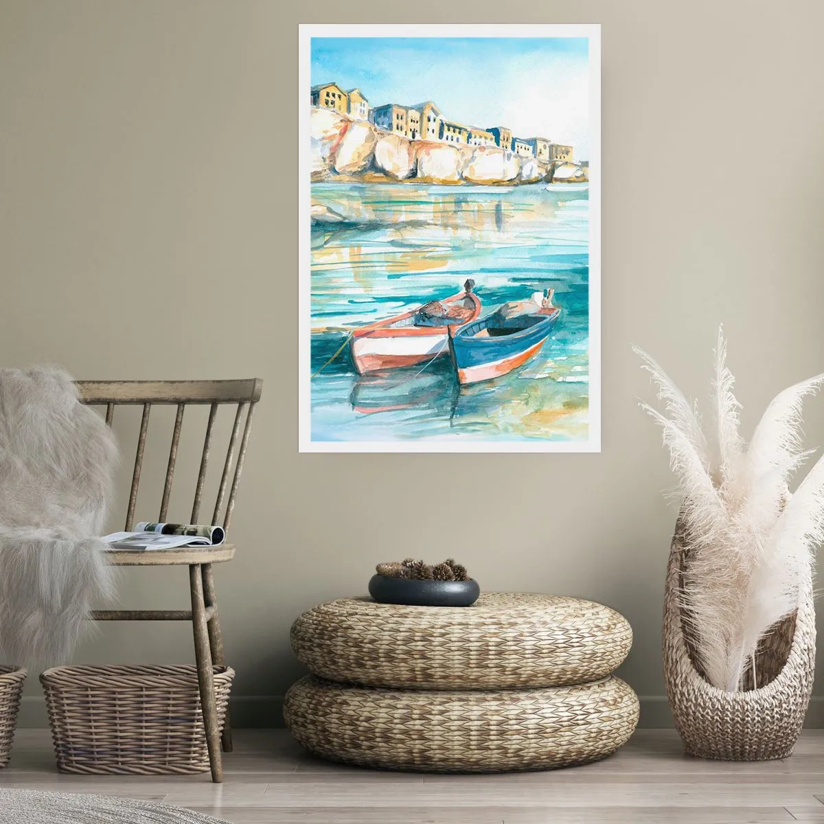 Plakat - Landskab i azurblå - 30x40 cm