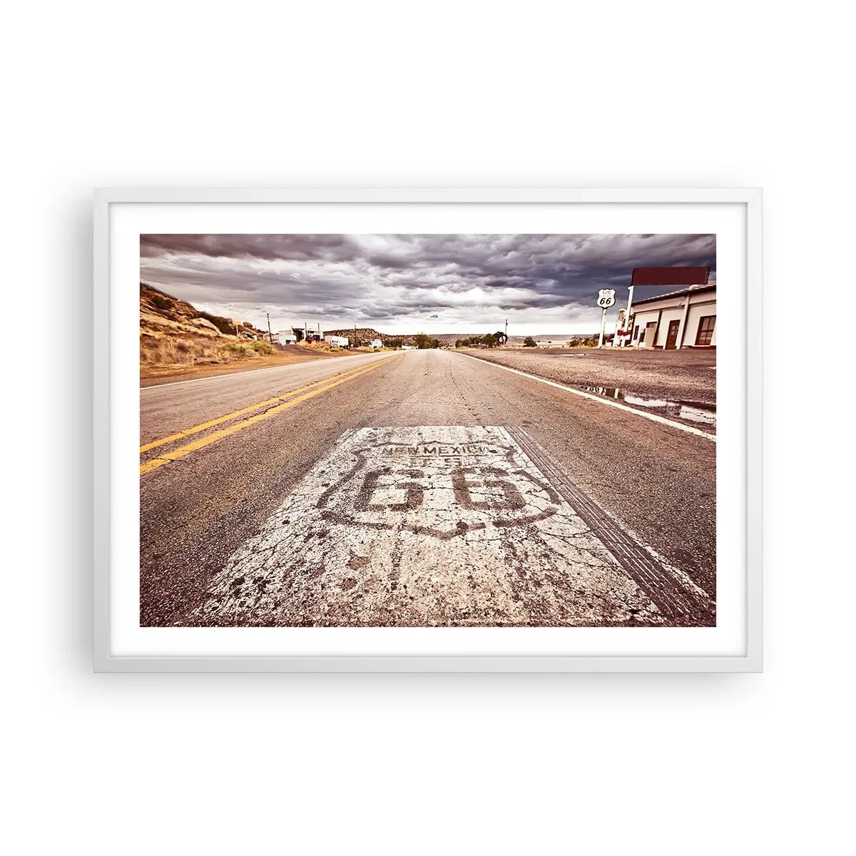 Plakat i hvid ramme - Mother Road - amerikansk legende - 70x50 cm