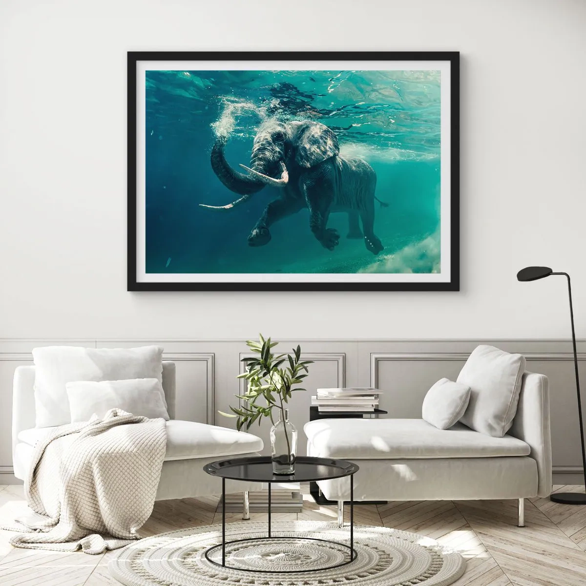 Plakat i sort ramme - Alle kan lide at svømme - 70x50 cm