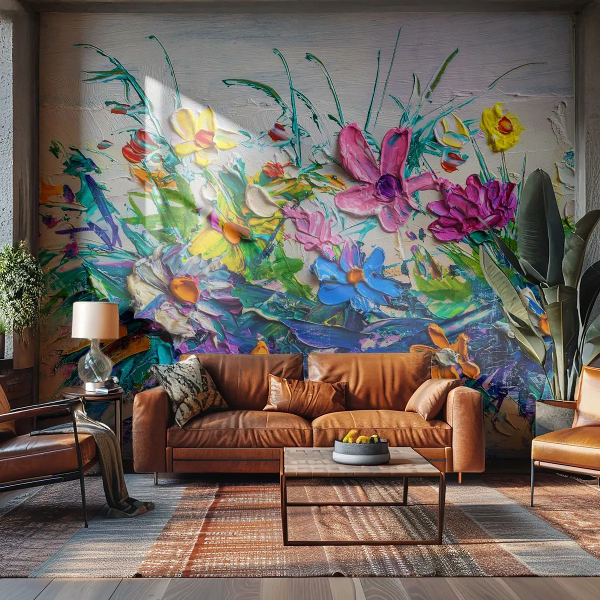 Fototapet Premium Canvas - Overhovedet ikke et stilleben - Blomster, Buket blomster, Have - 250x175 cm