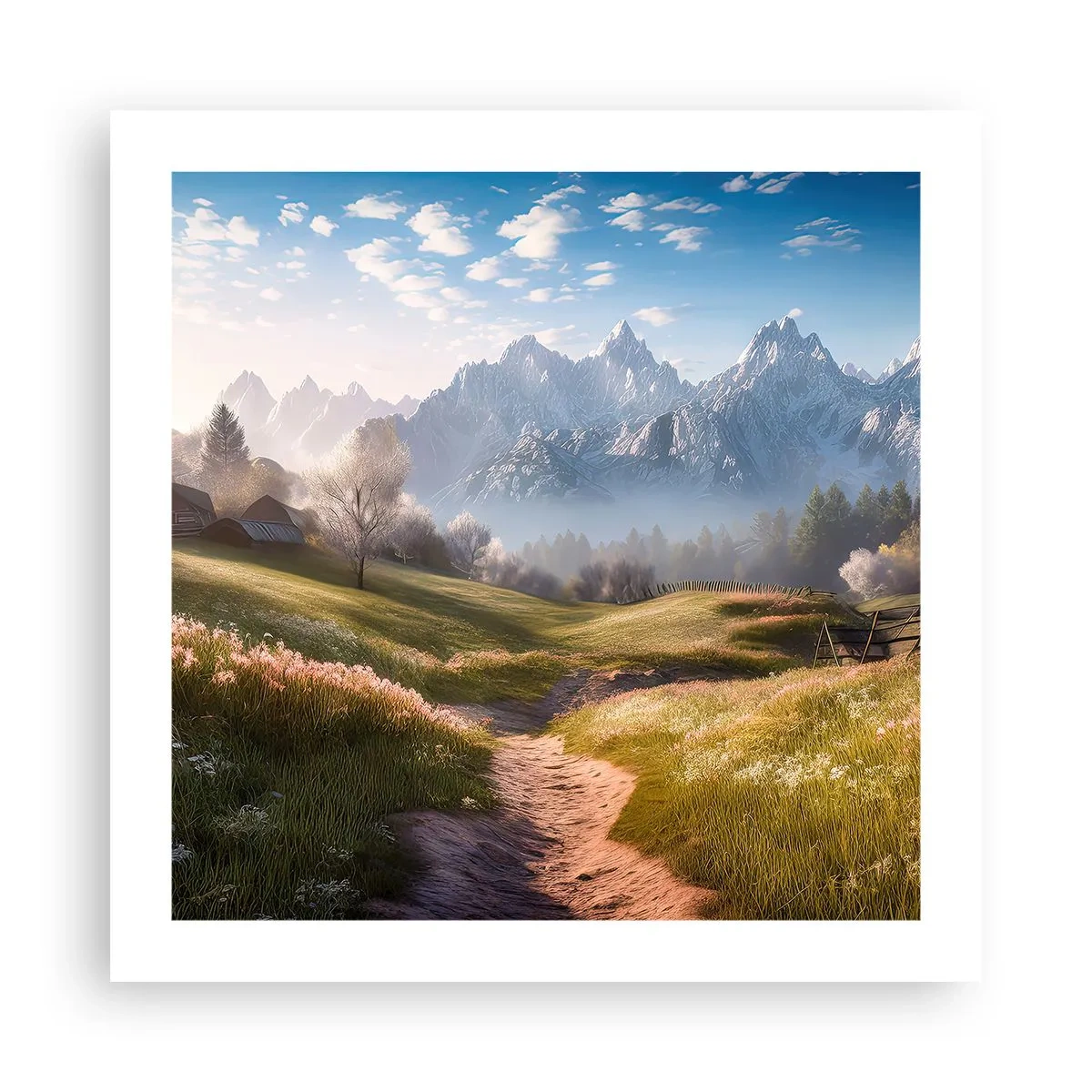Plakat - Idyllisk dal - 50x50 cm