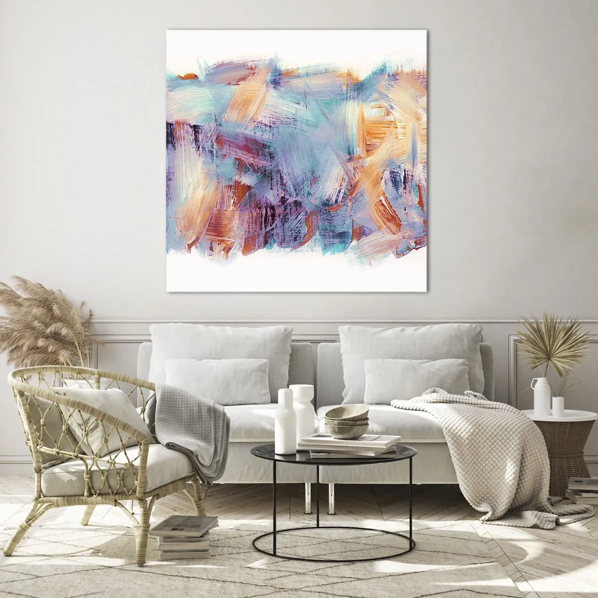 Billede på glas - Farverigt rod - 70x70 cm