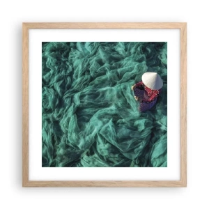 Plakat i ramme af lyst egetræ - I et hav af lys - 40x40 cm
