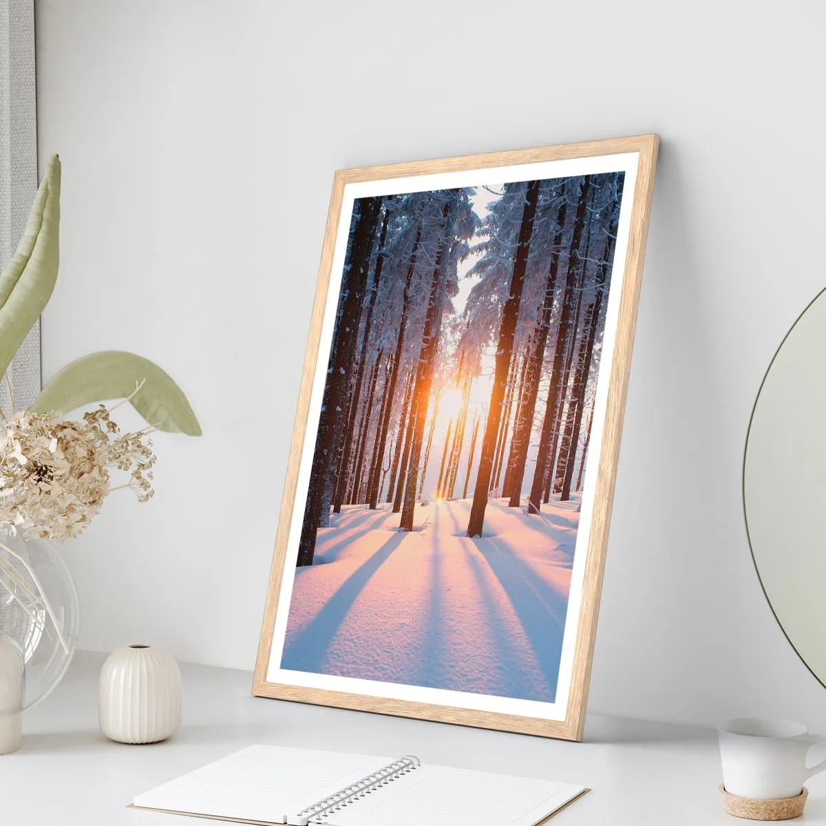 Plakat i ramme af lyst egetræ - Klart i sort og hvidt - 30x40 cm