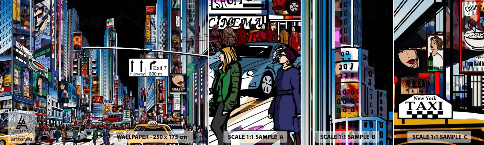 Fototapet Prøve Standard Eco - En komisk stor aften - By, Arkitektur, New York - 100x30 cm