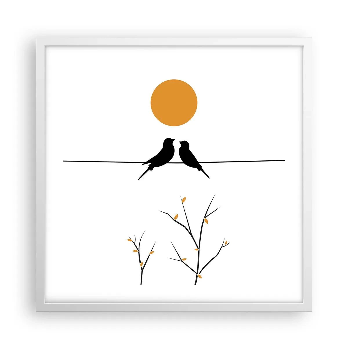 Plakat i hvid ramme - Nattergal - 50x50 cm