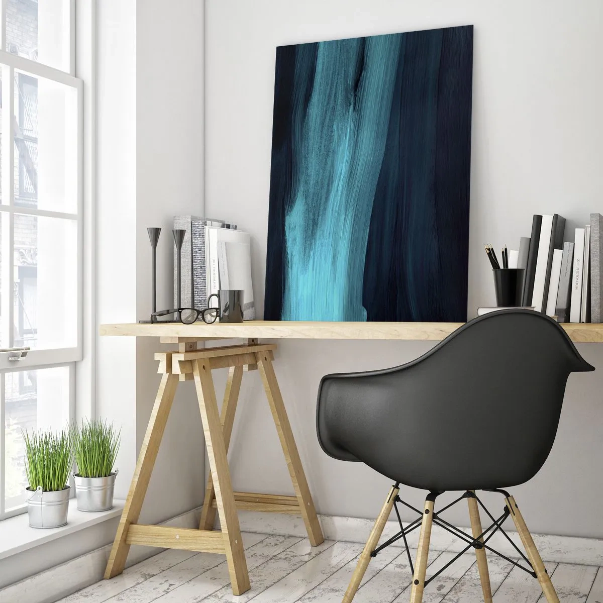 Billede på glas - Svøm med strømmen - 50x70 cm