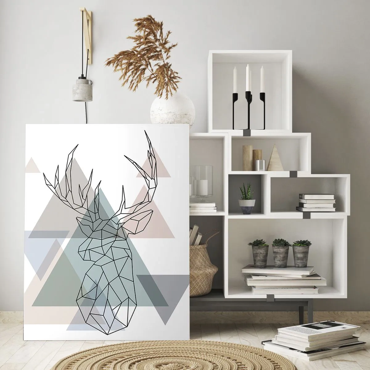 Billede på glas - I en geometrisk skov - 70x100 cm