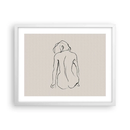 Plakat i hvid ramme - Nøgen pige - 50x40 cm