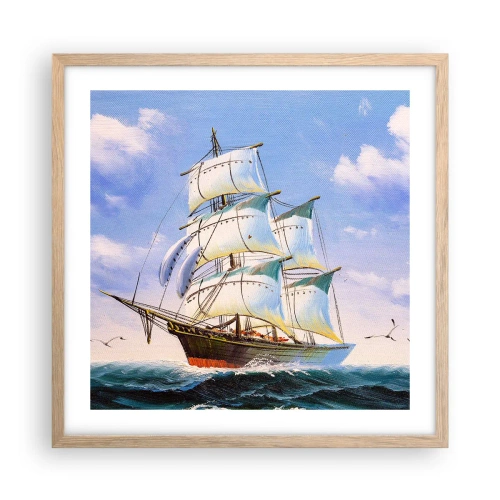 Plakat i ramme af lyst egetræ - Stolt med vinden - 50x50 cm