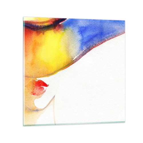 Billede på glas - Portræt af en dame - 70x70 cm