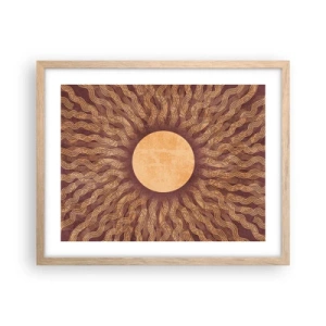Plakat i ramme af lyst egetræ - Ikon for solen - 50x40 cm