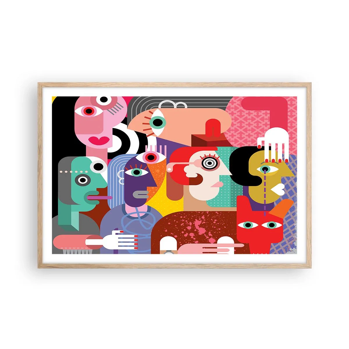Plakat i ramme af lyst egetræ - Vi fra hr. Picasso - 91x61 cm