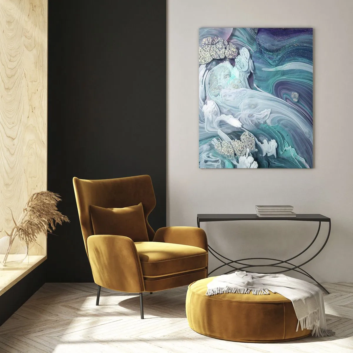 Billede på glas - Strømme af blå - 50x70 cm
