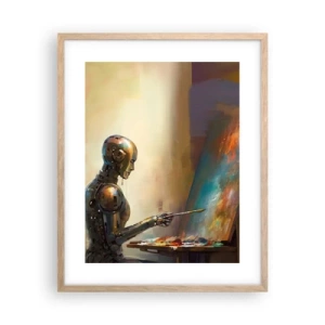 Plakat i ramme af lyst egetræ - Fremtidens kunst - 40x50 cm