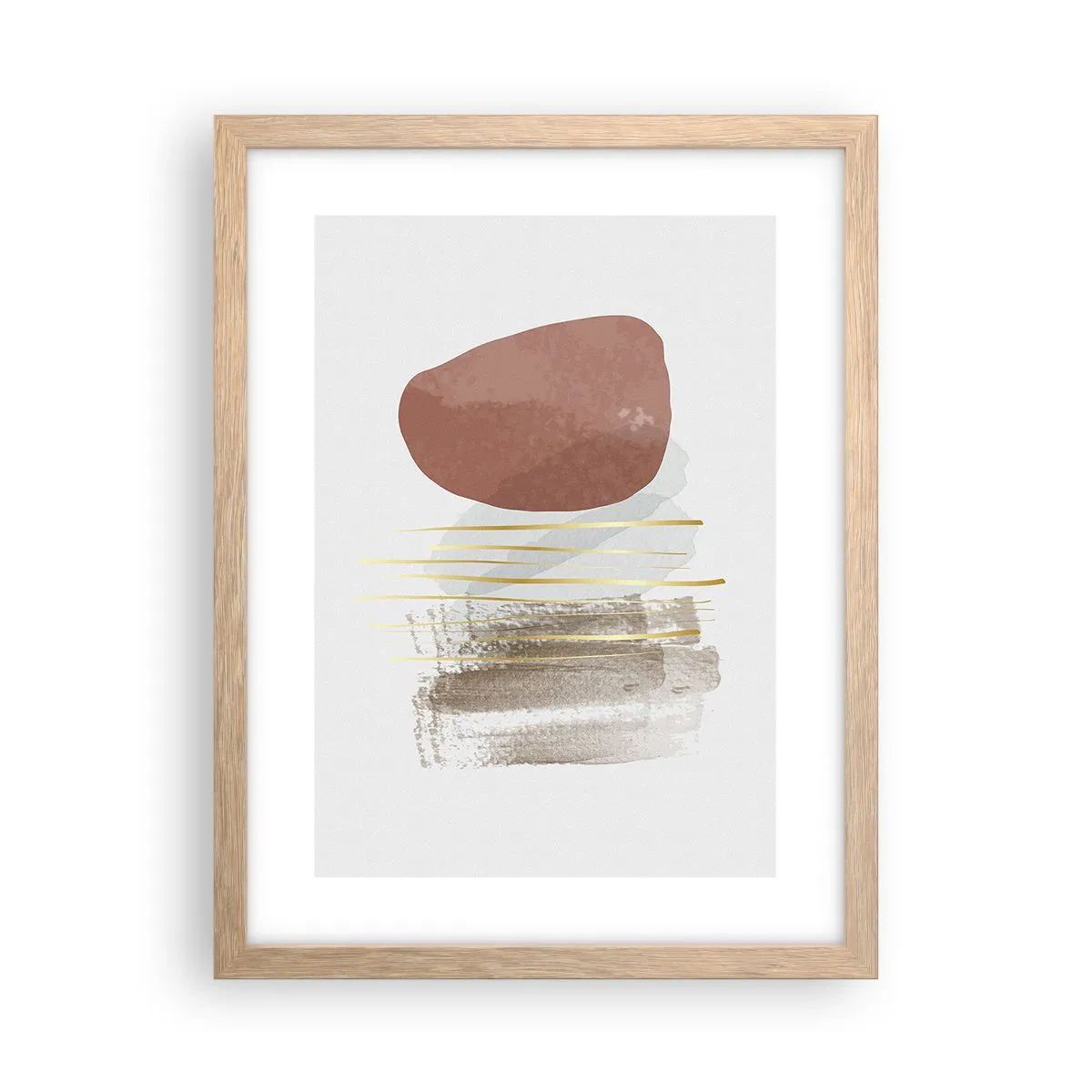 Plakat i ramme af lyst egetræ - Abstrakt kolonnade - 30x40 cm