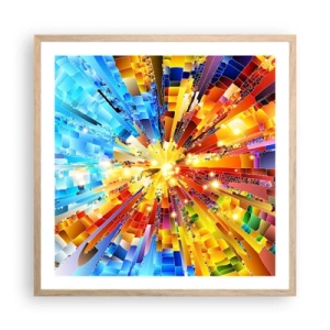 Plakat i ramme af lyst egetræ - In medias res - 60x60 cm