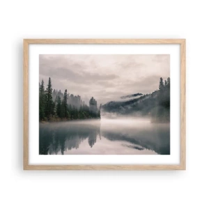Plakat i ramme af lyst egetræ - I drømmen, i tågen - 50x40 cm