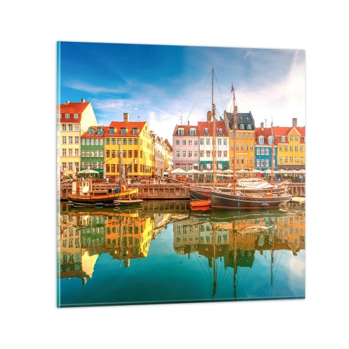 Billede på glas - Over vand så glat som et spejl - 60x60 cm