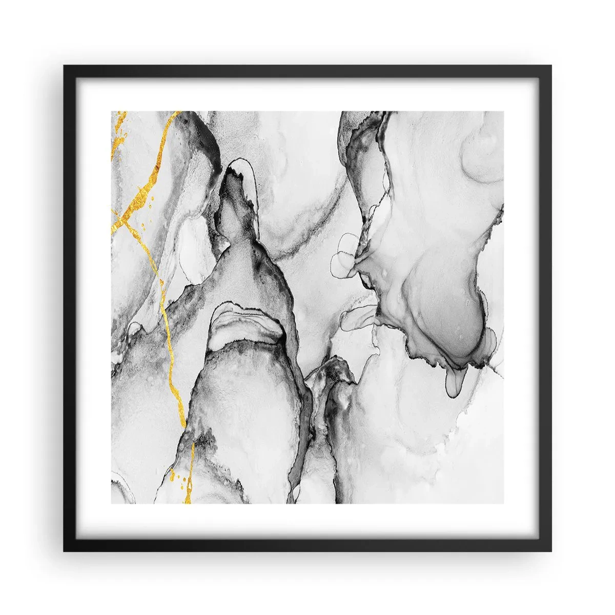 Plakat i sort ramme - Sammensætning med guldmotiv - 50x50 cm