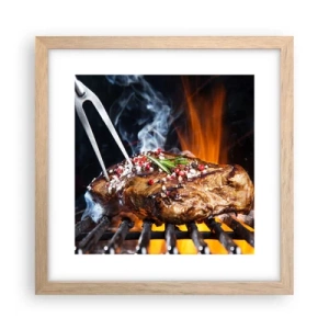 Plakat i ramme af lyst egetræ - Saftig og velduftende - 30x30 cm