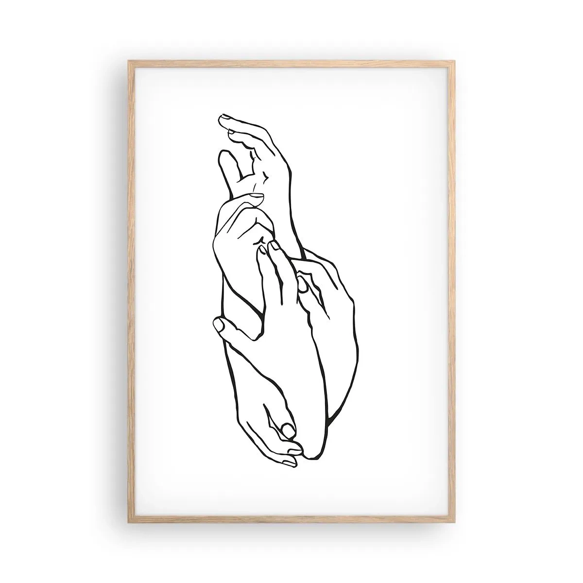 Plakat i ramme af lyst egetræ - God berøring - 70x100 cm