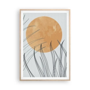 Plakat i ramme af lyst egetræ - Altid mod solen - 70x100 cm