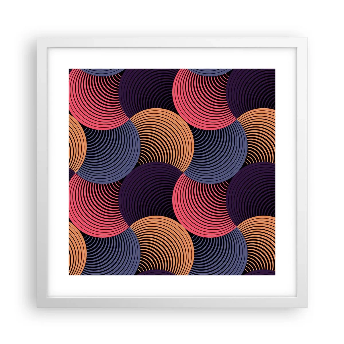 Plakat i hvid ramme - I en cirkulær rytme - 40x40 cm